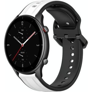 Voor Amazfit GTR 2e 22 mm bolle lus tweekleurige siliconen horlogeband (wit + zwart)