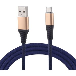 1M doek gevlochten koord USB A naar type-C Data Sync Charge Cable  voor Galaxy  Huawei  Xiaomi  LG  HTC en andere smartphones (donkerblauw)