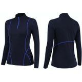 Plus fluwelen met lange mouwen yoga sportkleding voor vrouwen (kleur: Navy Blue Size: XL)