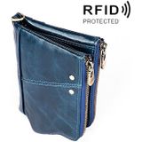3533 lang gek paard textuur koeienhuid lederen opvouwbare anti-magnetische RFID portemonnee Clutch tas voor mannen  met kaartsleuven (blauw)