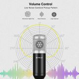 PULUZ condensator microfoon studio uitzending professionele zingen microfoon kits met ophanging schaar arm& metalen schok mount & USB-geluidskaart (zilver)