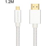 Ult-Unite Verguld Hoofd HDMI Mannelijk naar Micro HDMI Mannelijke Nylon Gevlochten Kabel  Kabellengte: 1.2m