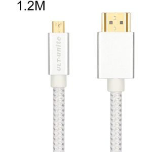 Ult-Unite Verguld Hoofd HDMI Mannelijk naar Micro HDMI Mannelijke Nylon Gevlochten Kabel  Kabellengte: 1.2m