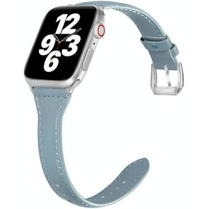 Universele T-vormige dunne lederen horlogeband voor Apple Watch Series 6  SE & 5 & 4 44 mm / 3  2 en 1 42 mm (lichtblauw)