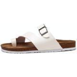 Couple Cork Slippers Men Summer Flip-flops Beach Sandals  Size: 39(White)