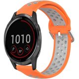Voor Garmin Vivoactive4 22 mm geperforeerde ademende sport siliconen horlogeband (oranje + grijs)
