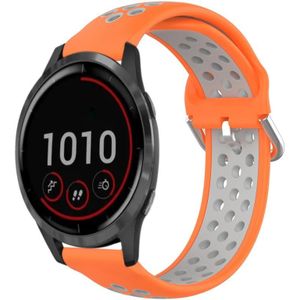 Voor Garmin Vivoactive4 22 mm geperforeerde ademende sport siliconen horlogeband (oranje + grijs)