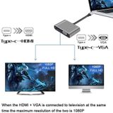 USB C naar HDMI VGA 4K-adapter 4-in-1 Type C-adapterhub naar HDMI VGA USB 3.0 Digital AV Multiport Adapter met USB-C PD-oplaadpoort compatibel voor Nintendo Switch/Samsung/MacBook(Grijs)