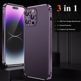 For iPhone 14 Pro 3 in 1 Ultra-thin Metal Frame + Lens + Film Phone Protection Set(Purple)