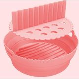 Ronde 2 Layer Air Fryer Siliconen Mand Herbruikbare Opvouwbare Air Fryer Mould Liner Tray(Roze)