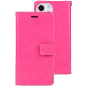 Goosspery Mansoor Crazy Horse Textuur Horizontale Flip Lederen Case met Houder & Kaart Slots & Portemonnee voor iPhone 13 Mini (Rose Red)