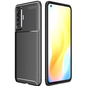 Voor VIVO X50 Carbon Fiber Texture Schokbestendige TPU Case(Zwart)