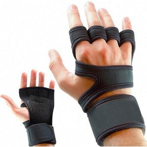 Half-Finger sporthandschoenen Non-Slip Siliconen Fitness Equipment Handschoenen Sport Compressie polsbandjes  Specificatie: M (Zwart)
