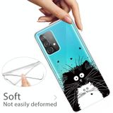 Voor Samsung Galaxy A52 5G gekleurd tekenpatroon zeer transparante TPU beschermhoes (zwart-wit rat)