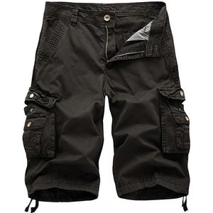 Zomer Multi-pocket Solid Color Loose Casual Cargo Shorts voor mannen (kleur: donkergrijs formaat: 36)