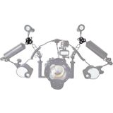 PULUZ Triple Ball Clamp close hole duiken camera beugel CNC aluminium voorjaar zaklamp klem voor duiken onderwater fotografie systeem (blauw)