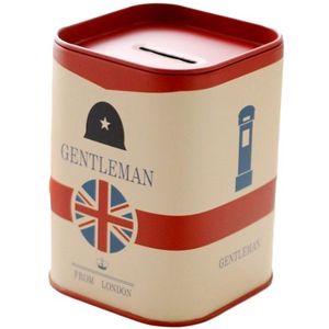 10 stuks personaliseren vierkante Piggy Bank logboek serie tin plaat vak geld besparen pot munt vak (vlag rood)