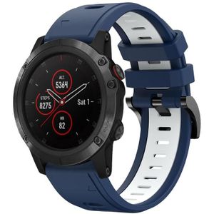 Voor Garmin Fenix 5 Plus 22 mm tweekleurige sport siliconen horlogeband (middernachtblauw + wit)