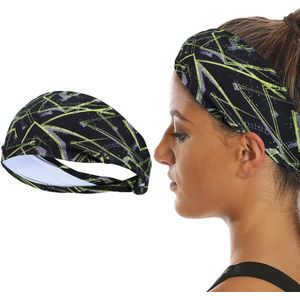 2 stuks running fitness oefening zweet-absorberende elastische hoofdband sport zweetband maat: Gratis grootte (technologie geel)