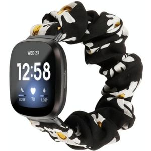Voor Fitbit Versa 4/Sense 2 Universele Haarring Doek Horlogeband (Witte Chrysanthemum)