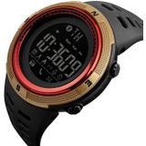 SKMEI 1250 Heren Outdoor Waterproof Sports Digital Watch Multi-Function Watch (Goud/Rood)