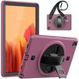For Samsung Galaxy Tab A7 10.4 T500 / T505 Shockproof TPU + PC Tablet Case with Holder & Pen Slot & Shoulder Strap(Dark Rose Red)