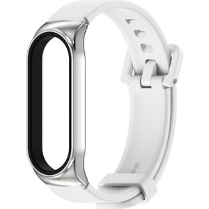 For Xiaomi Mi Band 6 / 5 Mijobs CS Silicone Waterproof Watch Band(White+Silver)