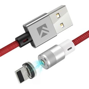 FLOVEME 1m 2A Output 360 Graden Casual USB naar 8 Pin Magnetic Charging Cable  Ingebouwde Blauwe LED Indicator Voor iPhone 11 Pro Max / iPhone 11 Pro / iPhone 11 / iPhone XR / iPhone XS MAX / iPhone X & XS / iPhone 8 & 8 Plus / iPhone 7 & 7 Plus (Roo