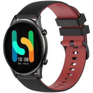 Voor Xiaomi Haylou RT2 LS10 22 mm geruite tweekleurige siliconen horlogeband (zwart + rood)