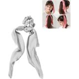 3 PCS Super Long Large Intestine Circle Silk Scarf Ribbon Satin Solid Color Big Tail Hair Circle (Grijs)