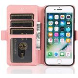 Voor iPhone SE 2020 / 8 / 7 Retro Magnetic Closing Clasp Horizontale Flip Lederen case met Holder & Card Slots & Photo Frame & Wallet(Rose Gold)