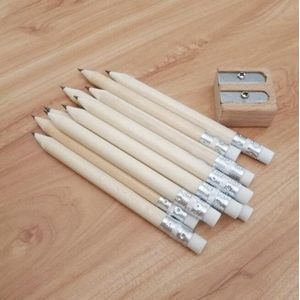 12 stuks geslepen potlood ronde schrijven pen houten student briefpapier met gum  lood hardheid: HB (hout)