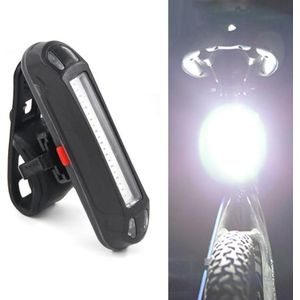 2 STKS LED oplaadbare fietswaarschuwingsstrip achterlicht (OPP wit licht)