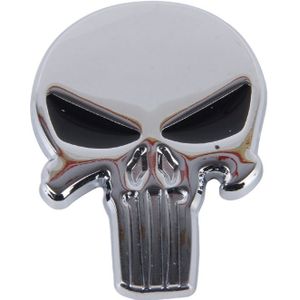 Zilveren schedel met zwarte ogen metaal auto Sticker