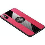 Voor iPhone XS Max XINLI stiksels doek Textue schokbestendig TPU beschermhoes met ring houder (rood)