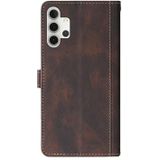 Voor Samsung Galaxy A32 5G stitching huid voelen magnetische gesp horizontale flip PU lederen hoesje met houder en kaart slots &portemonnee (bruin)