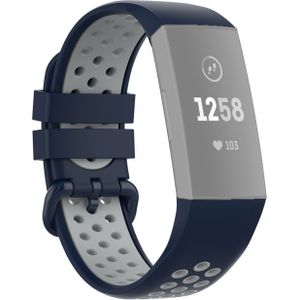 Voor Fitbit Charge 4 / Charge 3 / Charge 3 SE Watch Button Twee kleuren Siliconen vervangende band (Midnight Blue Grey)