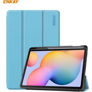 Voor Samsung Galaxy Tab S6 Lite P610 / P615 ENKAY ENK-8003 PU Leder + TPU Smart Case met Pen Slot (Lichtblauw)