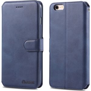 Voor iPhone 6 / 6s AZNS Calf Texture Magnetic Horizontal Flip PU Leather Case met Holder & Card Slots & Photo Frame(Blue)