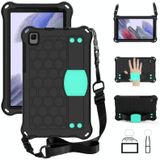 For Samsung Galaxy Tab A7 Lite 8.7  T220/T225 Honeycomb Design EVA + PC Four Corner Shockproof Protective Case with Strap(Black+Mint)