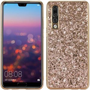 Glitter poeder schokbestendig TPU Case voor Huawei P30 (goud)