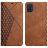 For Samsung Galaxy A51 Diamond Pattern Splicing Skin Feel Magnetic Horizontal Flip Leather Case with Card Slots & Holder & Wallet(Brown)