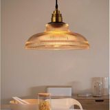 YWXLight moderne hangende Lamp glas Stripe Pot LED hanger licht met E27 Edison lamp (Amber)