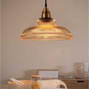 YWXLight moderne hangende Lamp glas Stripe Pot LED hanger licht met E27 Edison lamp (Amber)