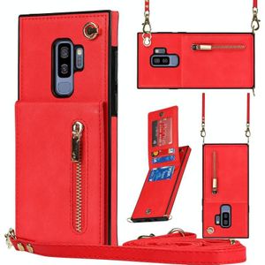 Voor Samsung Galaxy S9 Plus Cross-Body Zipper Square TPU + PU Back Cover Case met Houder & Card Slots & Portemonnee & Riem