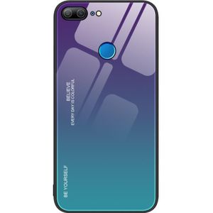 Voor Honor 9 Lite Gradient Color Glass Phone Case (Aurora Blue)