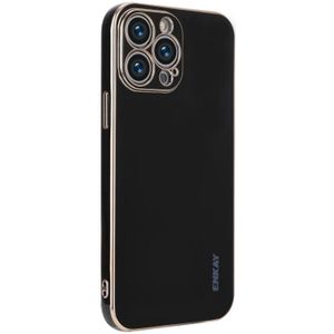 ENKAY Vergulde Gold Edge TPU Case voor iPhone 13 Pro Max (Zwart)