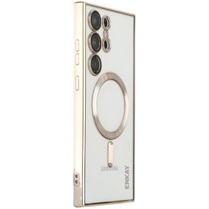 Voor Samsung Galaxy S23 Ultra 5G ENKAY Electroplated MagSafe Schokbestendig TPU Telefoonhoesje met Lens Film (Goud)