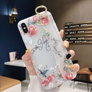 Bloemen patroon polsband zachte TPU beschermende case voor Galaxy S9 (bloemen polsband model C)