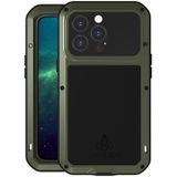 Love Mei Metal Shockproof Waterdicht Stofdicht Beschermende telefoon Case voor iPhone 13 Pro (Leger Groen)